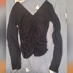 ruched black shirt long sleeve